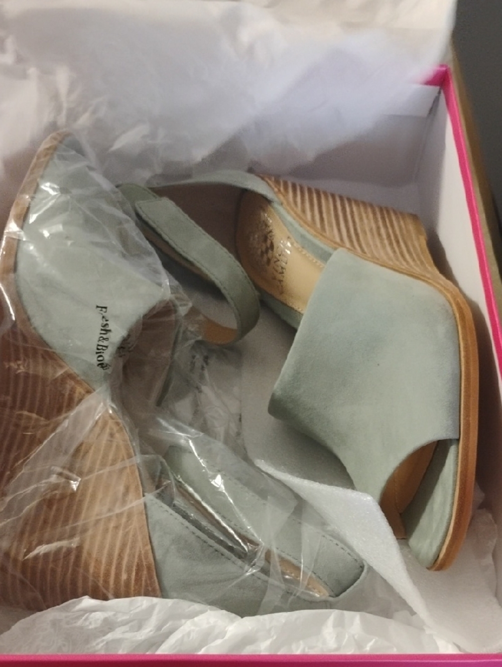 Vince Camuto Powder Blue Suede Wedge Sandals - Picture 6 of 6